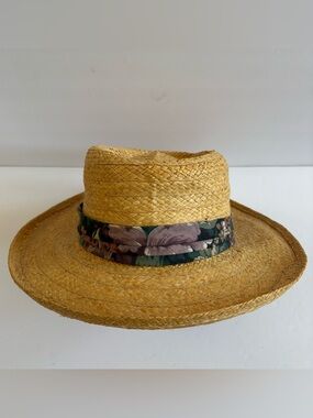 Biltmore Straw Wide Brim‎ Fedora Hat XL Rim Garden Unisex Raffia Coastal Resort